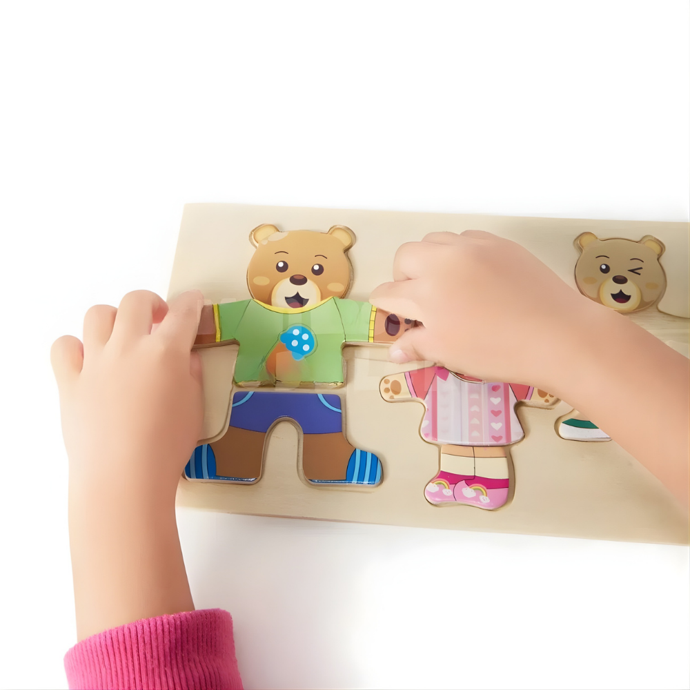 Educatief Speelgoed Houten Puzzel Emoties Kleding Combineren