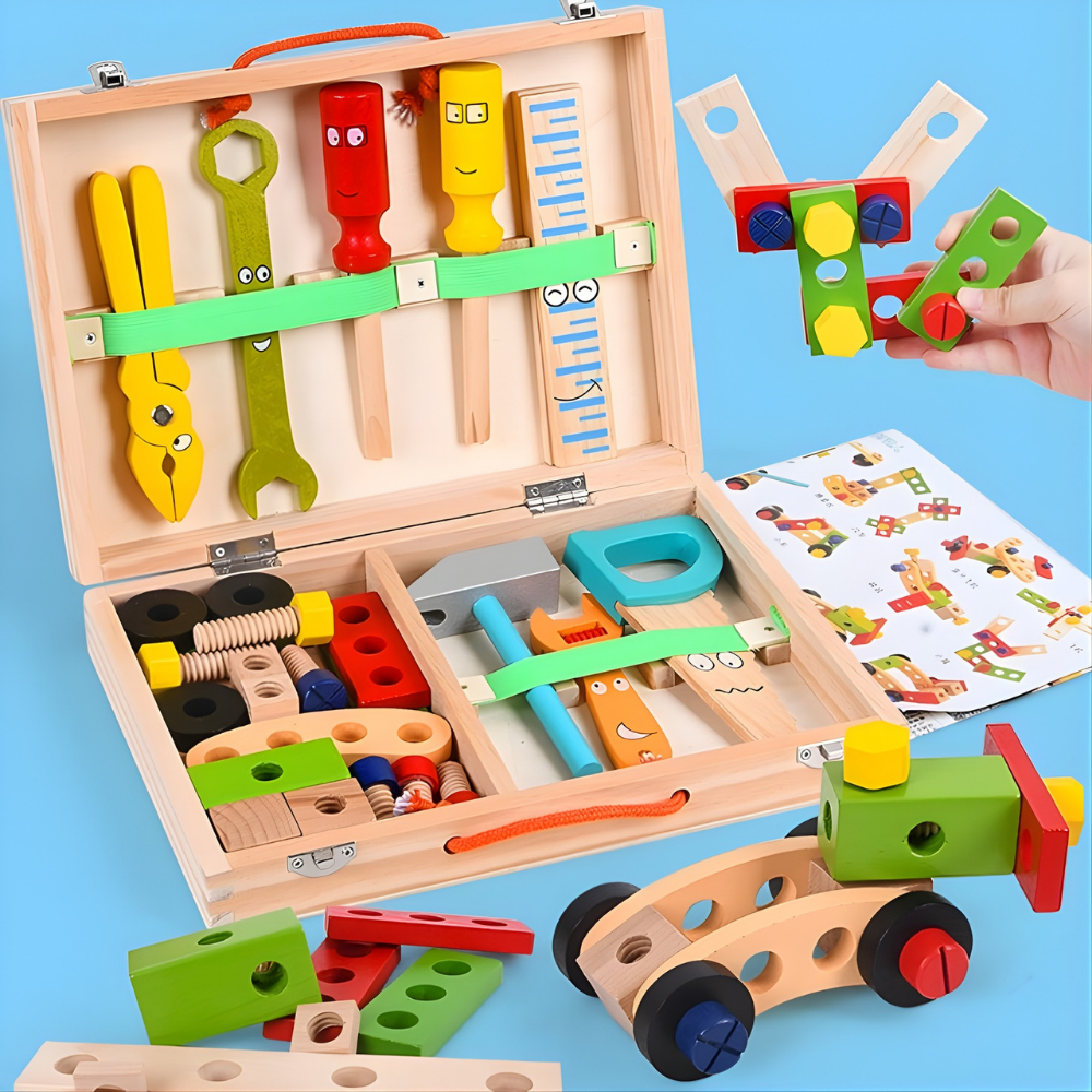 Houten Speelgoed Montessori Gereedschapskist Creatief Bouwen