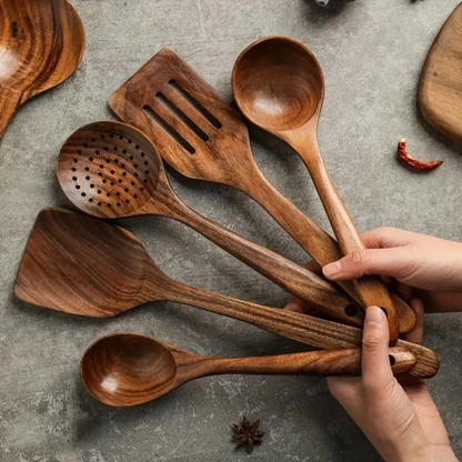 Houten Keukengerei Set Walnoothout Natuurlijk Koken