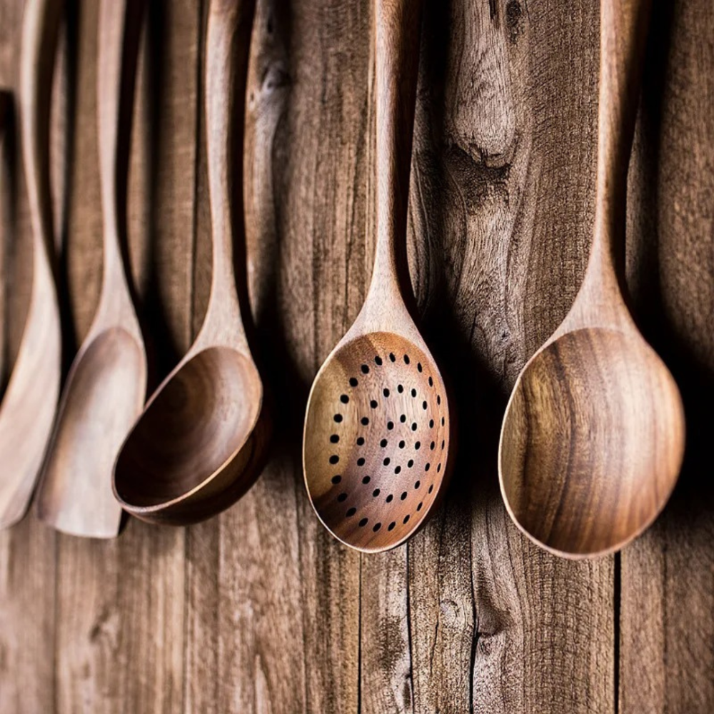 Houten Keukengerei Set Walnoothout Natuurlijk Koken