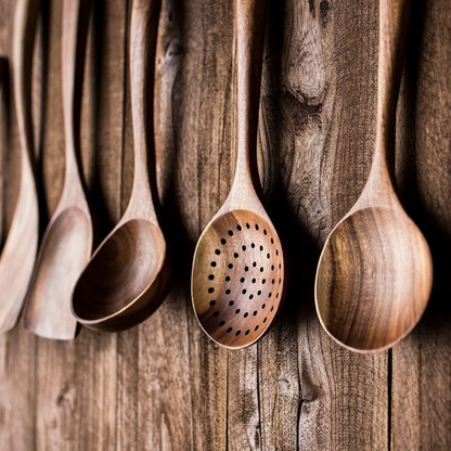 Houten Keukengerei Set Walnoothout Natuurlijk Koken