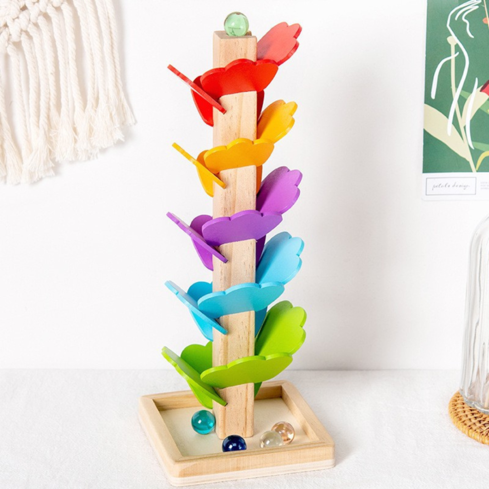 Houten Speelgoed Knikkerbaan Montessori Regenboog Educatief