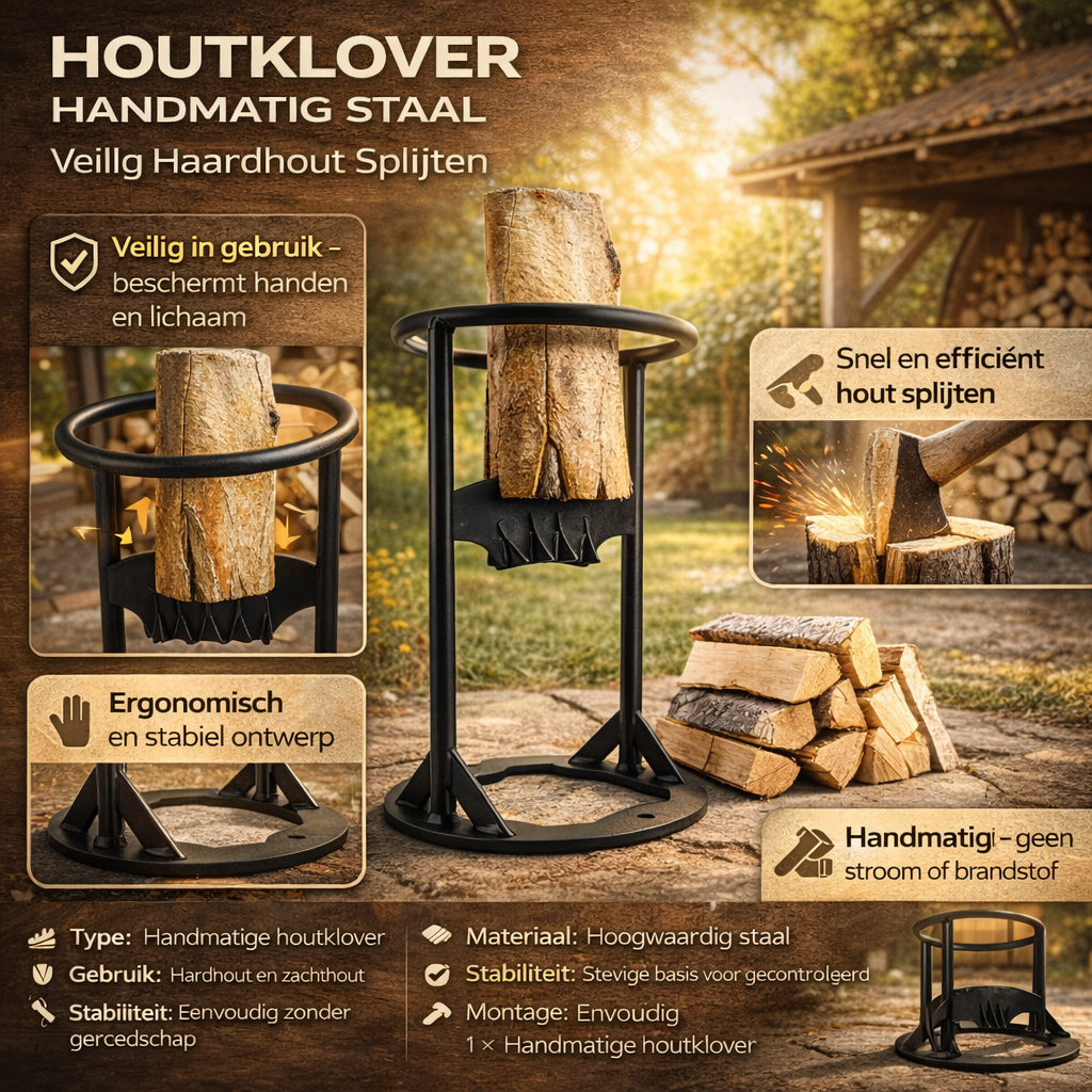 Houtklover Handmatig Staal Veilig Haardhout Splijten