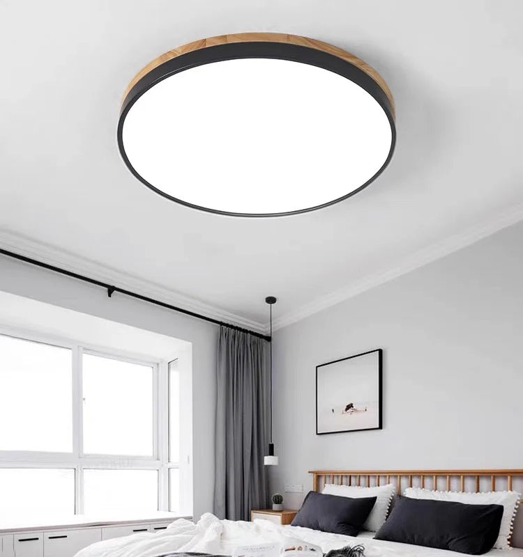Houten Plafondlamp Flush Mount Rond