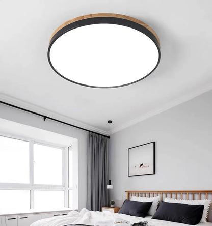 Houten Plafondlamp Flush Mount Rond