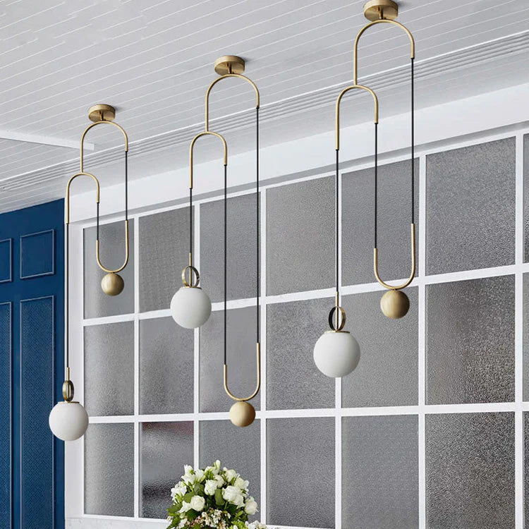 In Balans Midden-eeuw Glazen bol Hanglamp