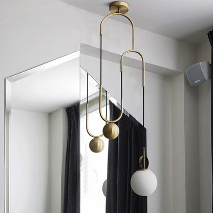 In Balans Midden-eeuw Glazen bol Hanglamp