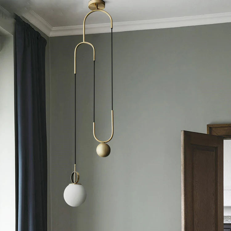 In Balans Midden-eeuw Glazen bol Hanglamp