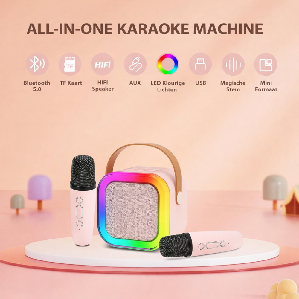 Karaoke Set Bluetooth Draadloos LED Kinderen