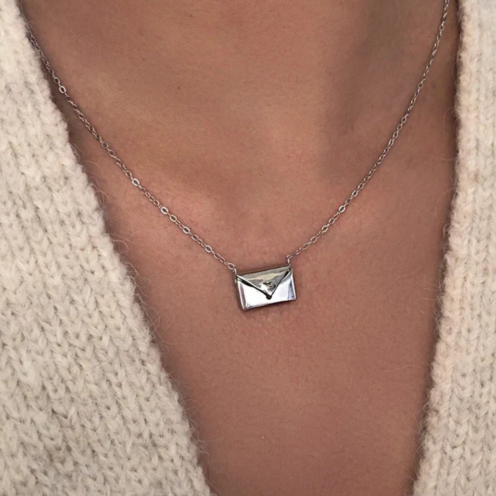 Ketting Envelop Minimalistisch Zirkonia Sieraad Cadeau
