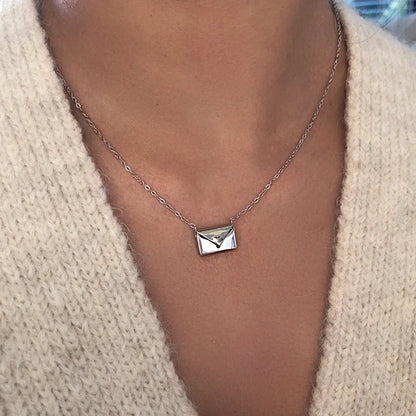 Ketting Envelop Minimalistisch Zirkonia Sieraad Cadeau