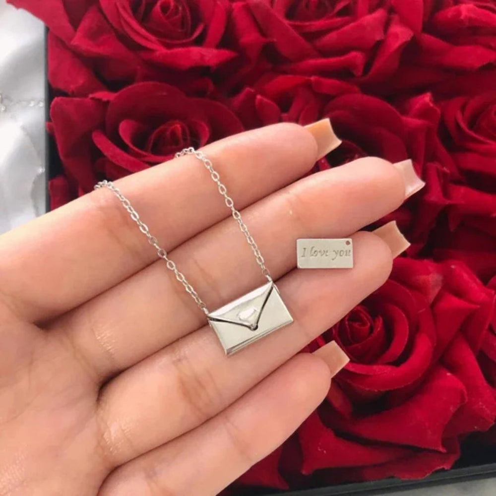 Ketting Envelop Minimalistisch Zirkonia Sieraad Cadeau