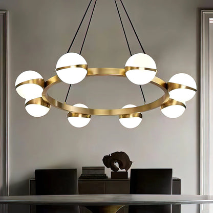 Minimalistische Luxe Messing & Glas Chandelier