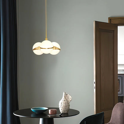 Minimalistische Luxe Messing & Glas Chandelier