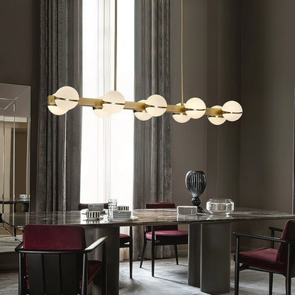 Minimalistische Luxe Messing & Glas Chandelier