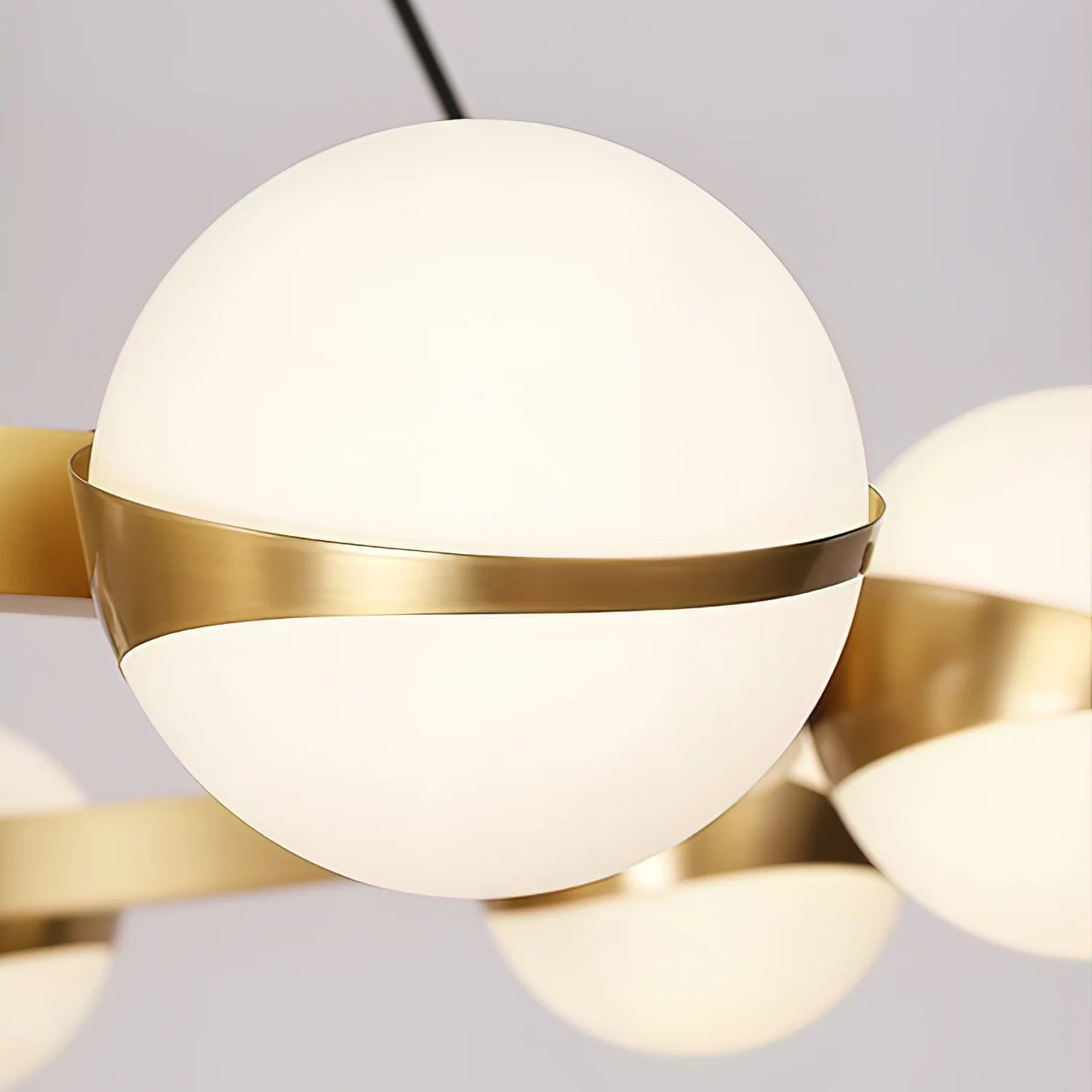 Minimalistische Luxe Messing & Glas Chandelier