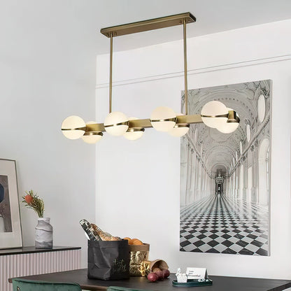 Minimalistische Luxe Messing & Glas Chandelier