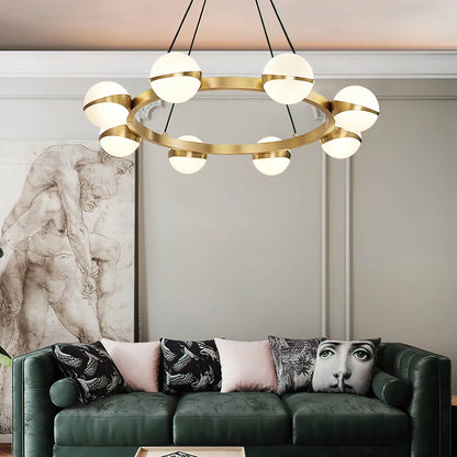 Minimalistische Luxe Messing & Glas Chandelier