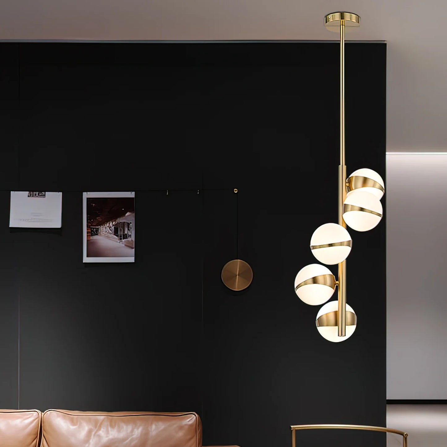 Minimalistische Luxe Messing & Glas Chandelier