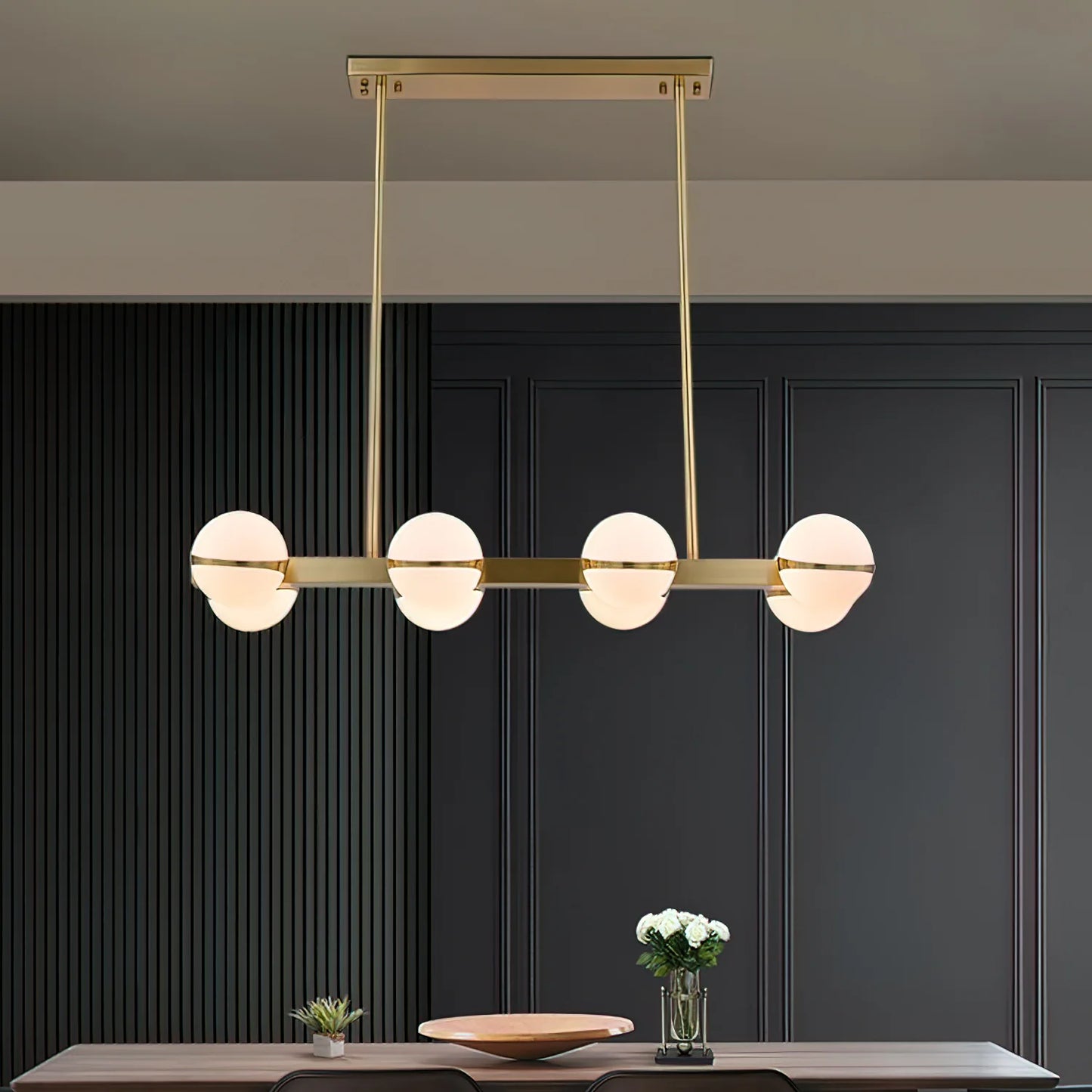 Minimalistische Luxe Messing & Glas Chandelier
