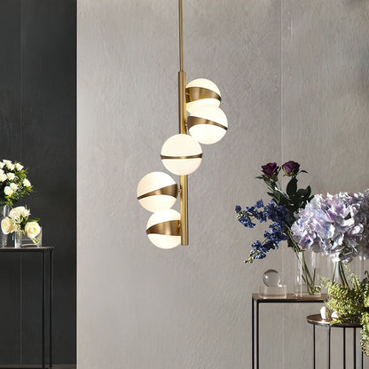 Minimalistische Luxe Messing & Glas Chandelier