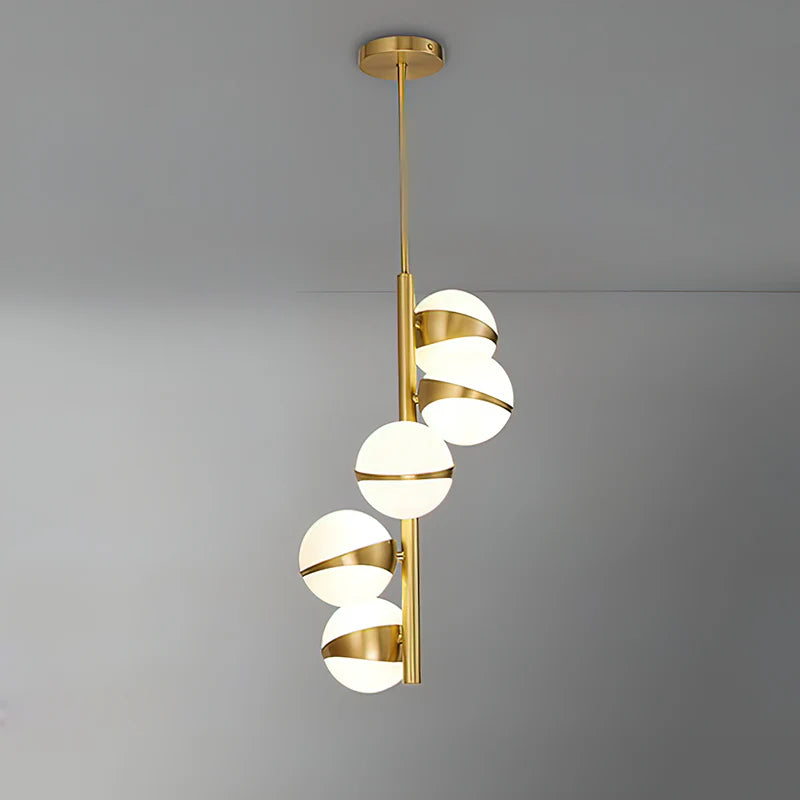 Minimalistische Luxe Messing & Glas Chandelier