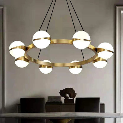 Minimalistische Luxe Messing & Glas Chandelier
