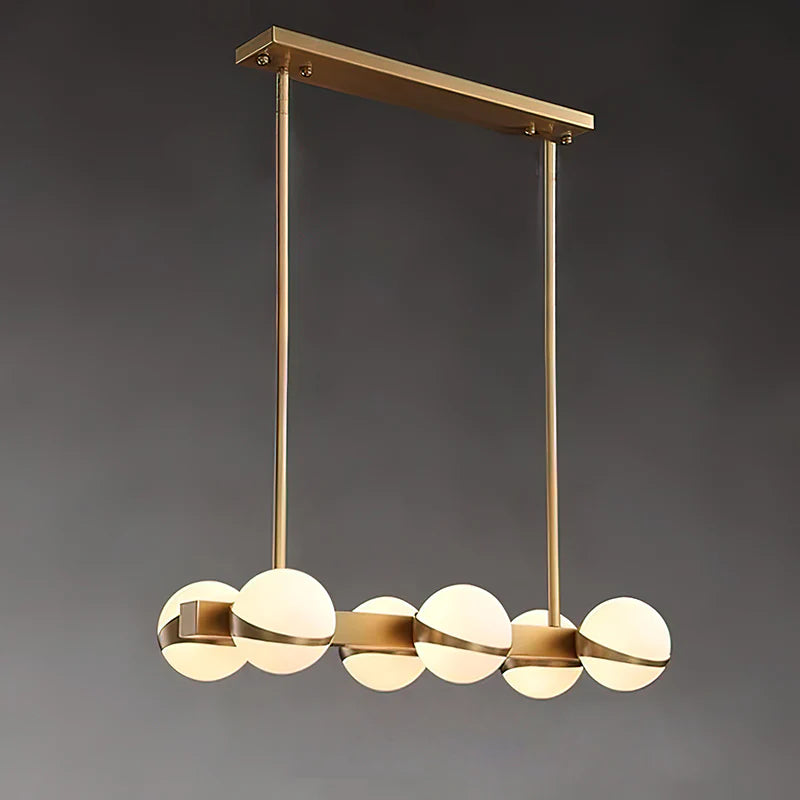 Minimalistische Luxe Messing & Glas Chandelier