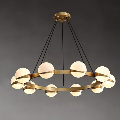 Minimalistische Luxe Messing & Glas Chandelier