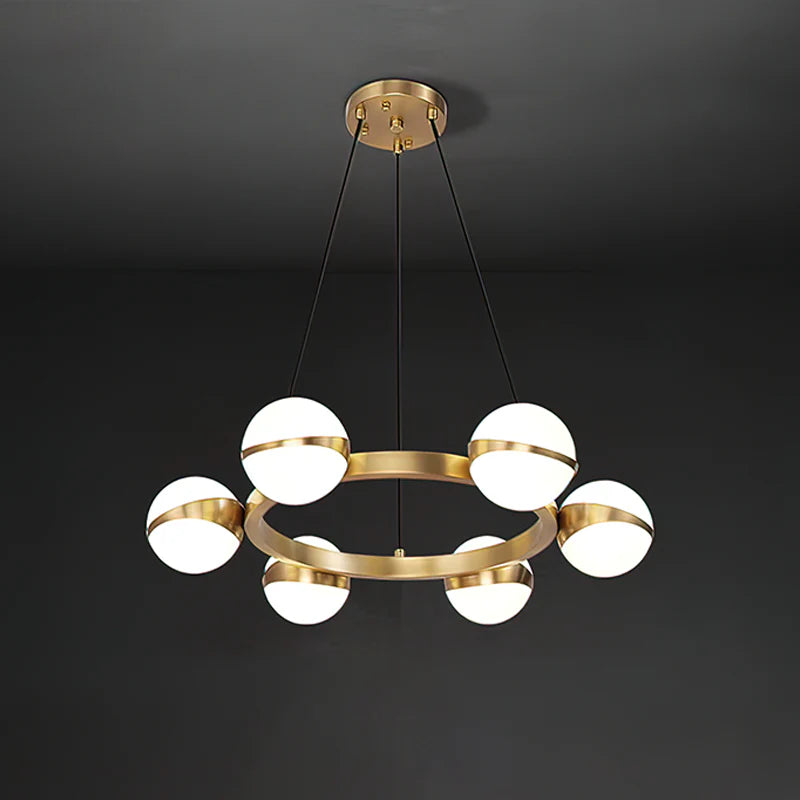 Minimalistische Luxe Messing & Glas Chandelier