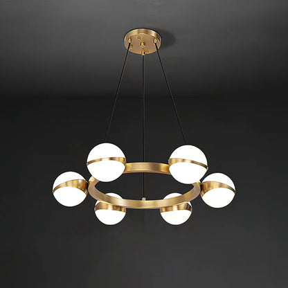 Minimalistische Luxe Messing & Glas Chandelier