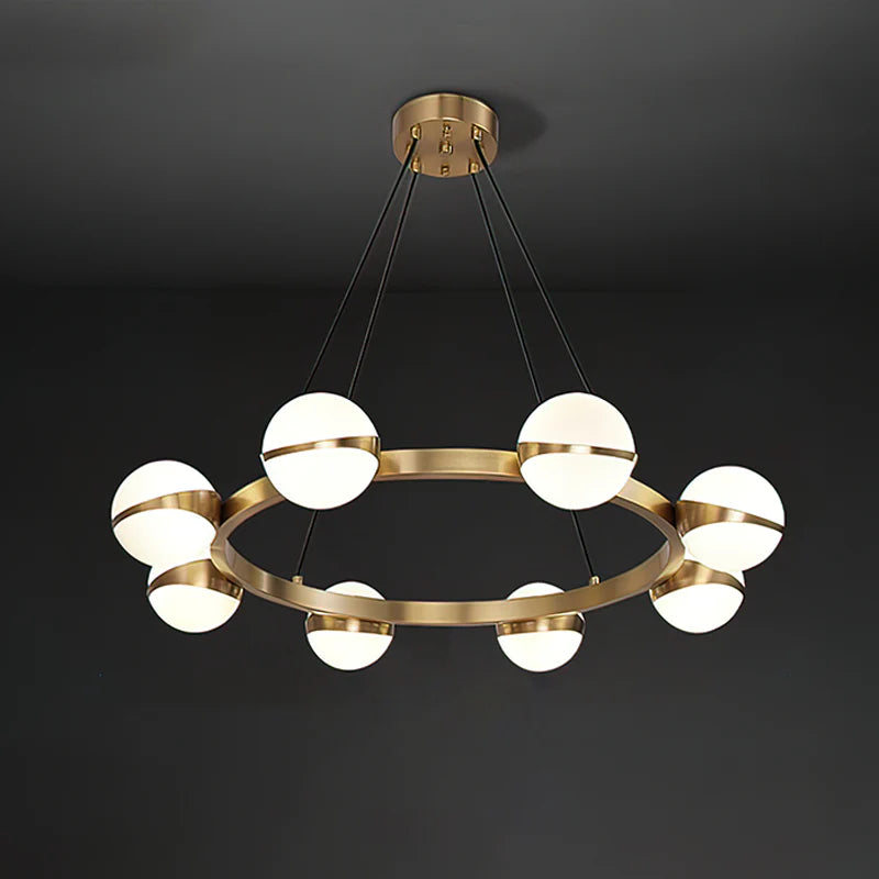 Minimalistische Luxe Messing & Glas Chandelier