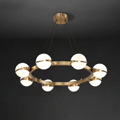 Minimalistische Luxe Messing & Glas Chandelier