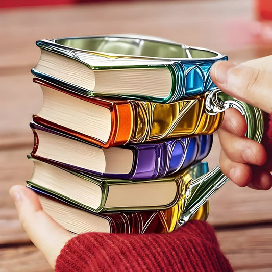 Koffiemok Glas Boekenstapel Design Decoratieve Drinkbeker