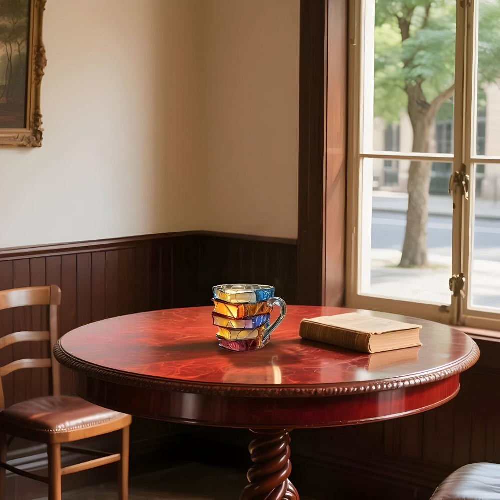Koffiemok Glas Boekenstapel Design Decoratieve Drinkbeker