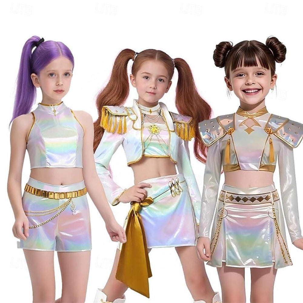 Kostuum Kpop Holografisch Polyester Dans Outfit