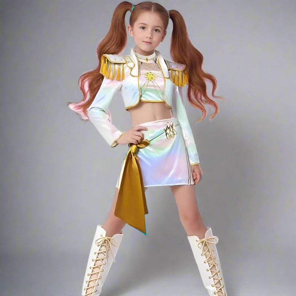 Kostuum Kpop Holografisch Polyester Dans Outfit