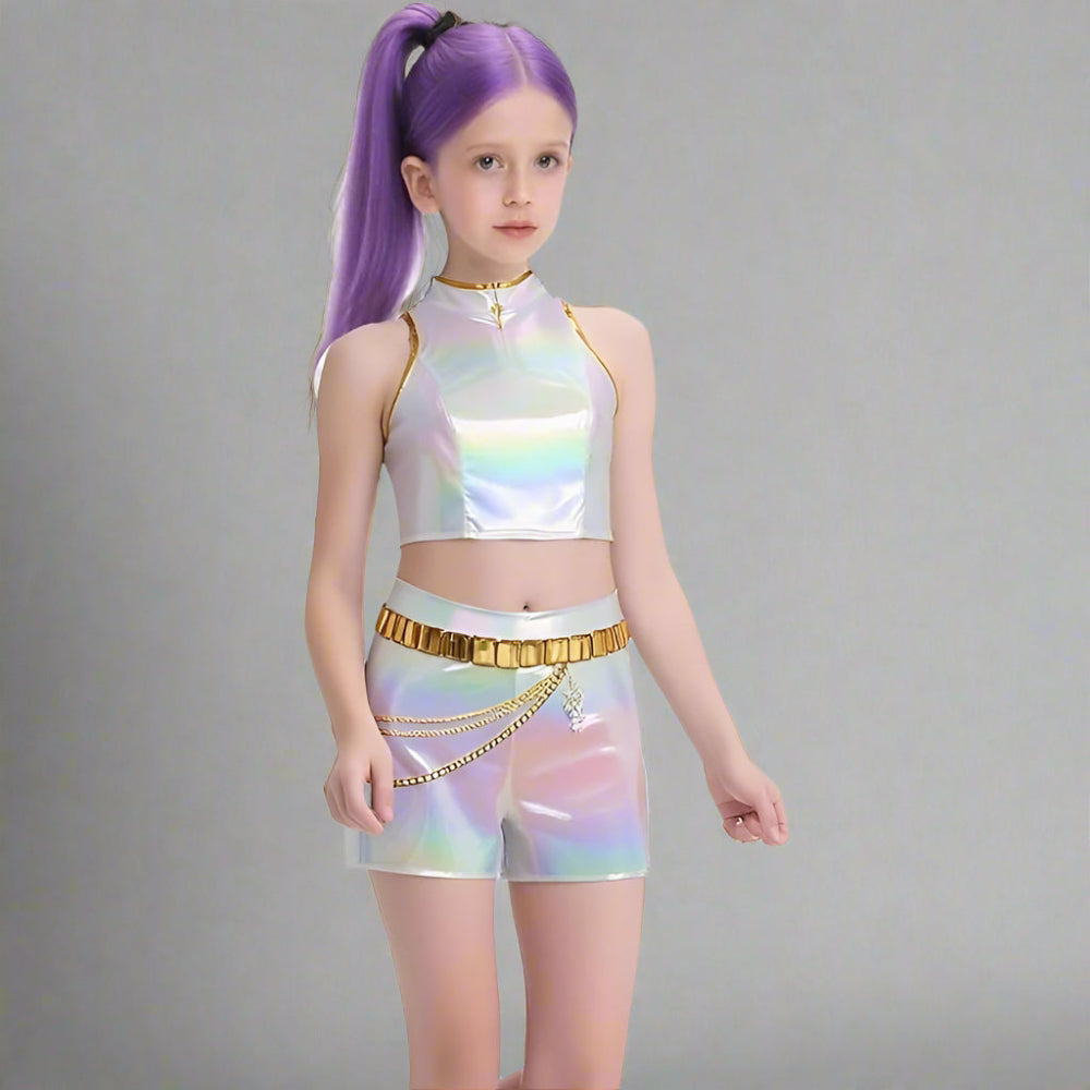 Kostuum Kpop Holografisch Polyester Dans Outfit