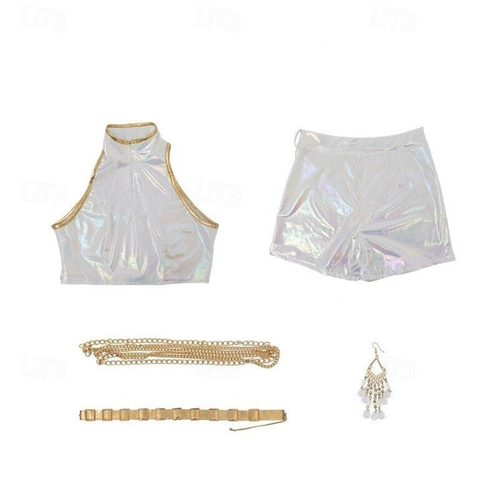 Kostuum Kpop Holografisch Polyester Dans Outfit