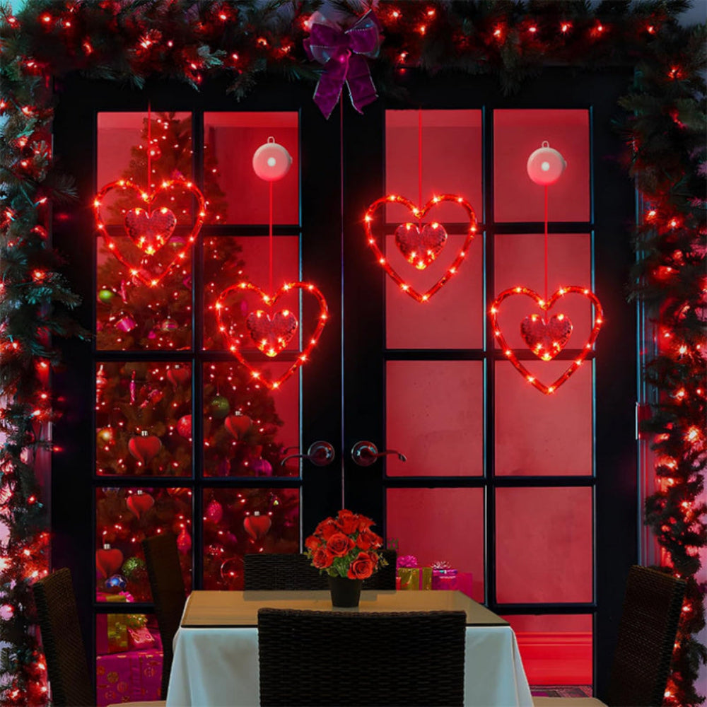 LED Lichtsnoer Valentijn Decoratie Hartvormige Raamverlichting