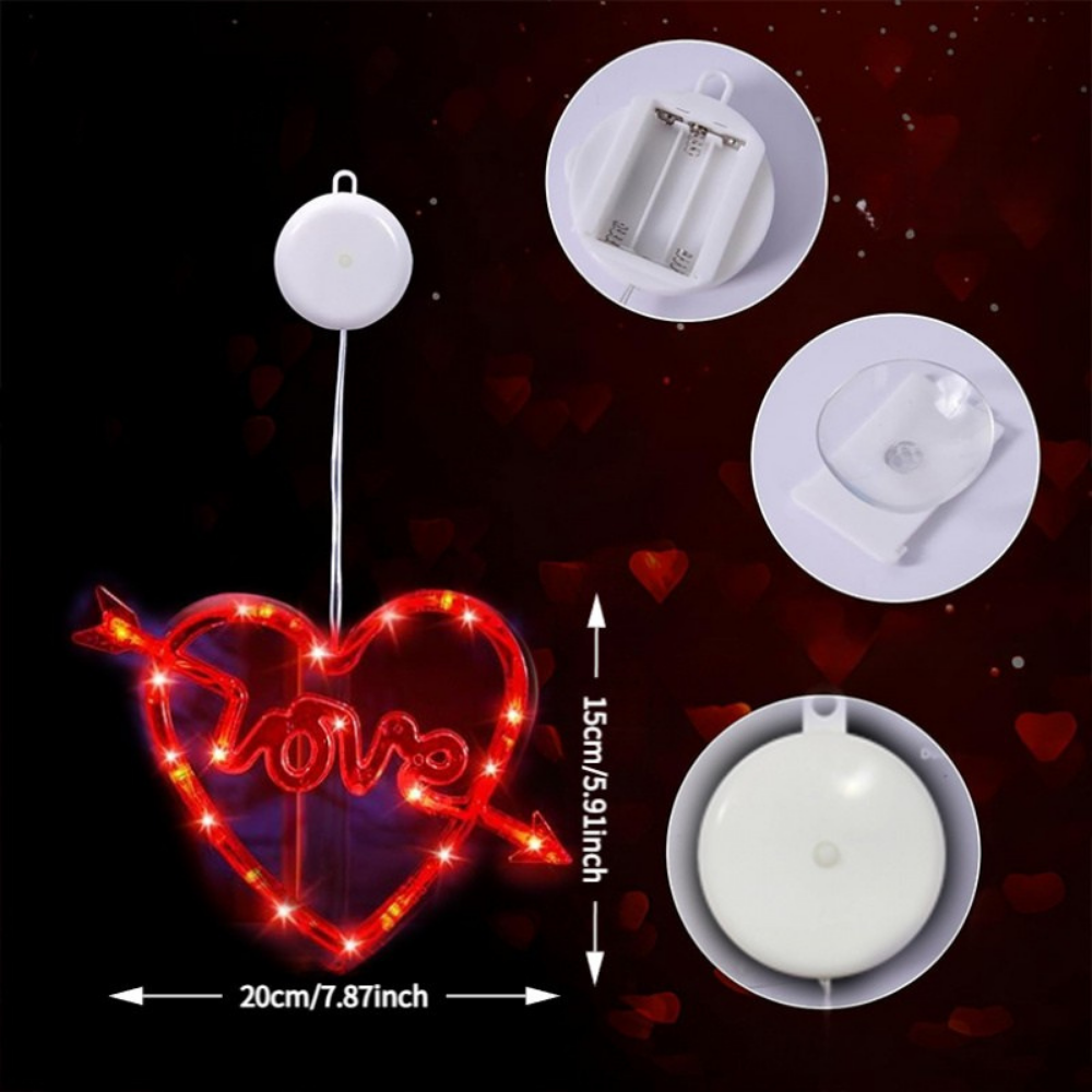 LED Lichtsnoer Valentijn Decoratie Hartvormige Raamverlichting