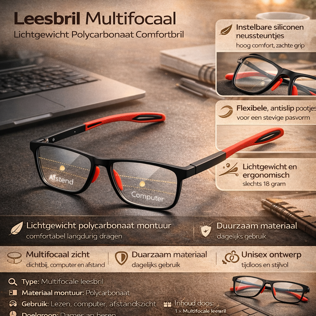 Leesbril Multifocaal Lichtgewicht Polycarbonaat Comfortbril