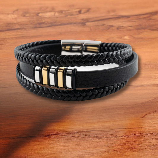 Leren Armband Heren Gevlochten RVS Magneetsluiting Stijlvol