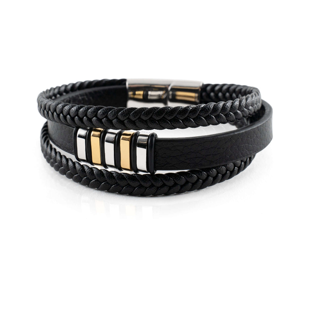 Leren Armband Heren Gevlochten RVS Magneetsluiting Stijlvol