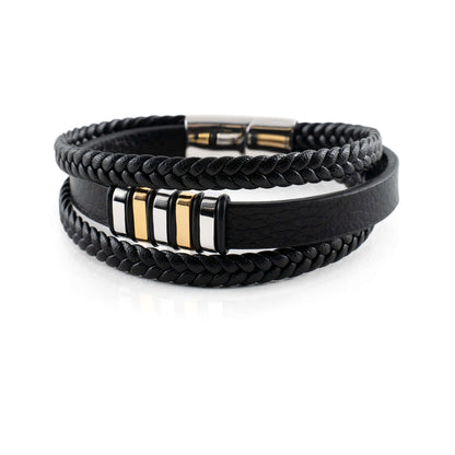 Leren Armband Heren Gevlochten RVS Magneetsluiting Stijlvol