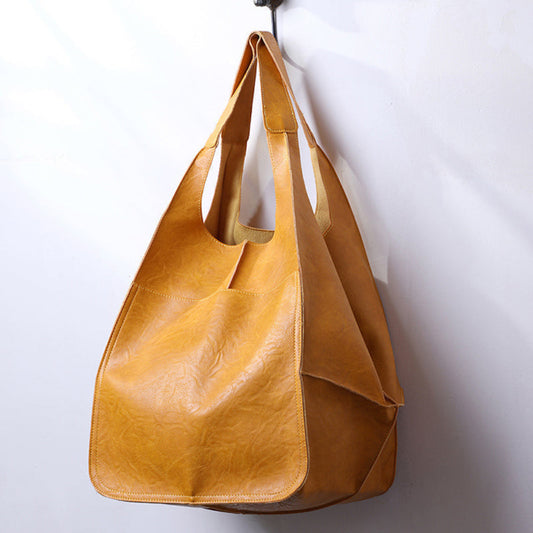 Leren Tas Dames Vintage Shopper Groot Formaat