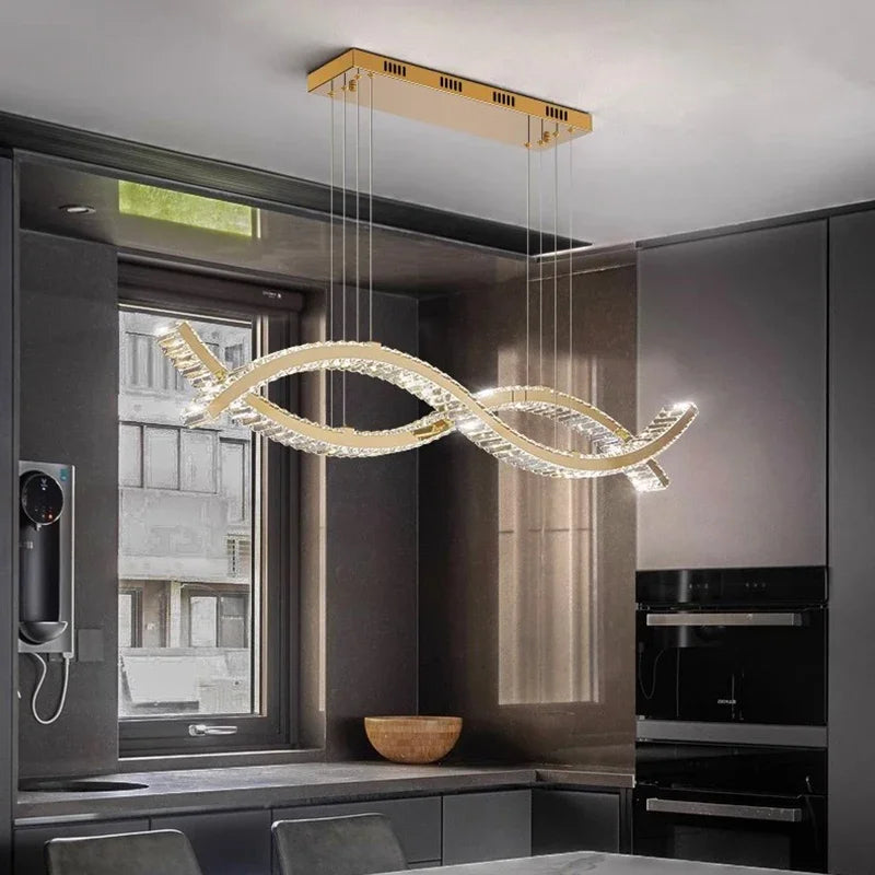 Luxe Kristallen Golfvormige Hanglamp