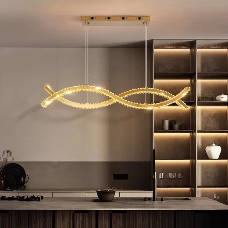 Luxe Kristallen Golfvormige Hanglamp