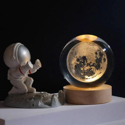 Kristallen Bol Lamp 3D Gravure LED Sfeerverlichting Hout