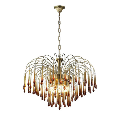 Teardrop Luxe Kristallen Waterval Messing Kroonluchter